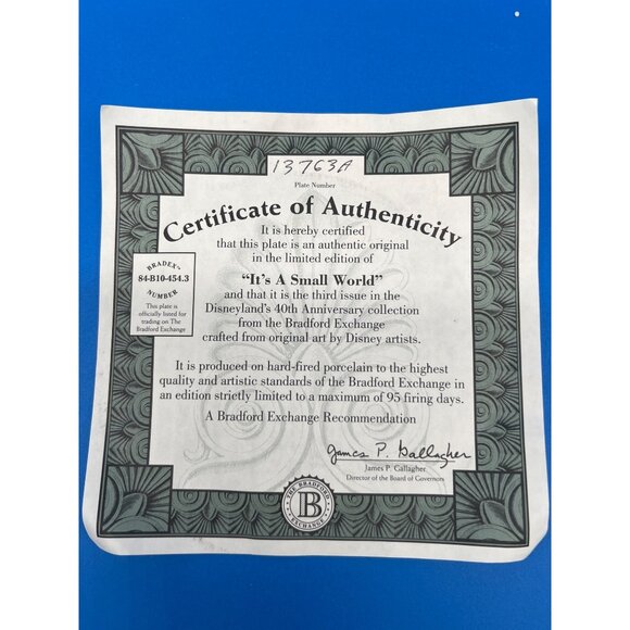 Disneyland's 40th Anniversary Plate It's A Small World The Bradford Exchange - Picture 3 of 7